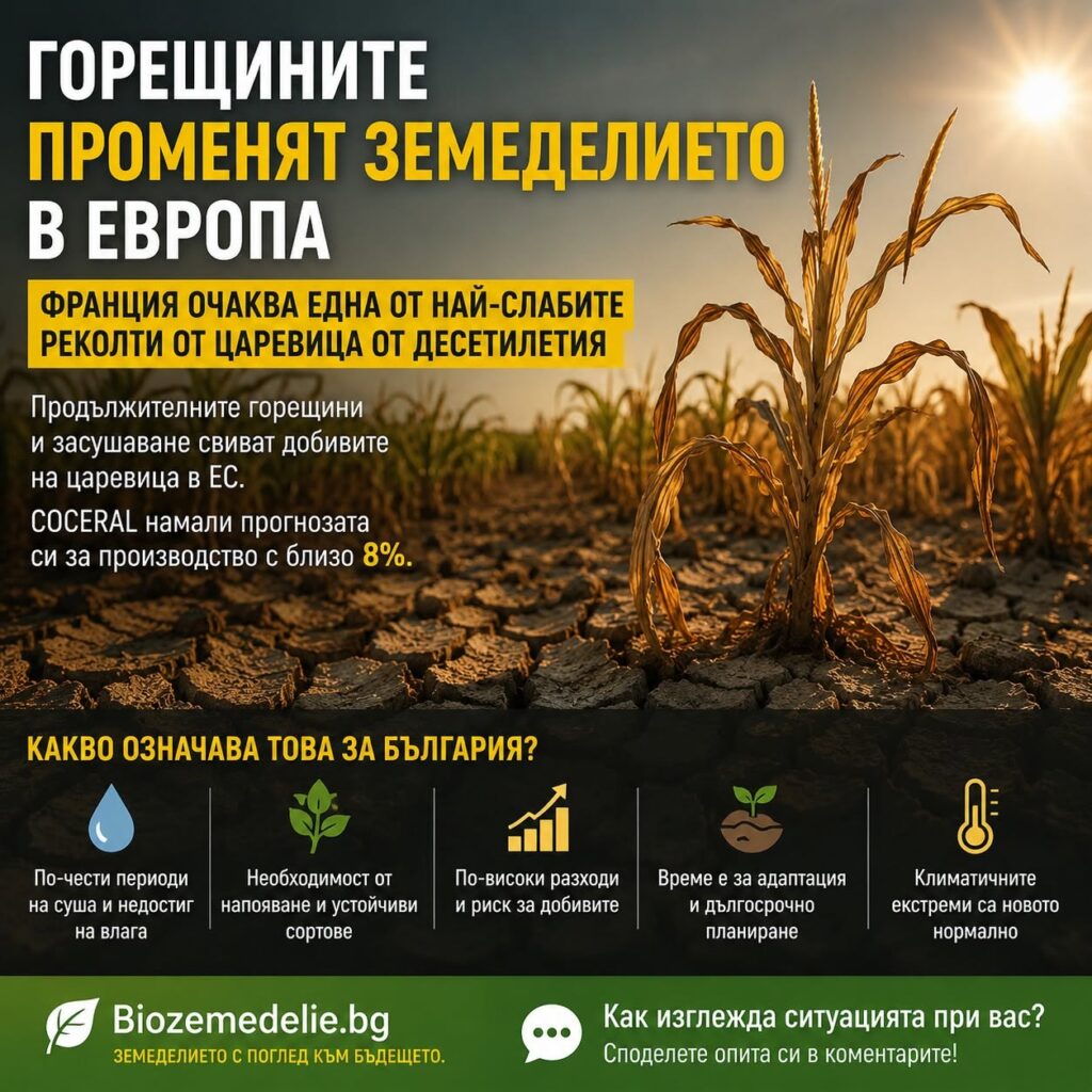 Горещините променят земеделието в Европа: Франция очаква една от най-слабите реколти от царевица от десетилетия